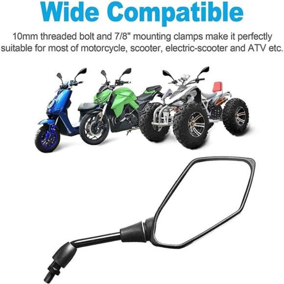 Universal Adjustable Motorcycle Rear View Mirror - Rhombus Convex Mirror - Picture 4 of 5